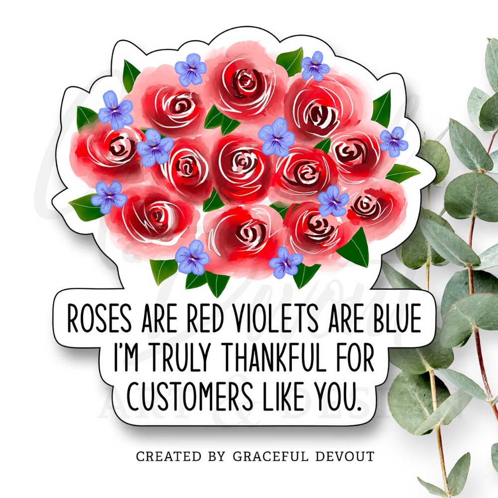Roses Are Red Violets Are Blue- 2" (inches) (48ct.) Stickers